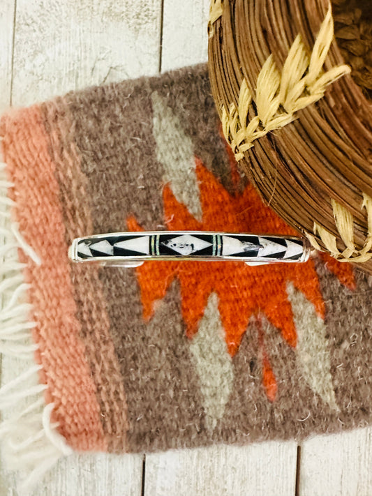 Navajo Multi Stone & Sterling Silver Inlay Cuff Bracelet