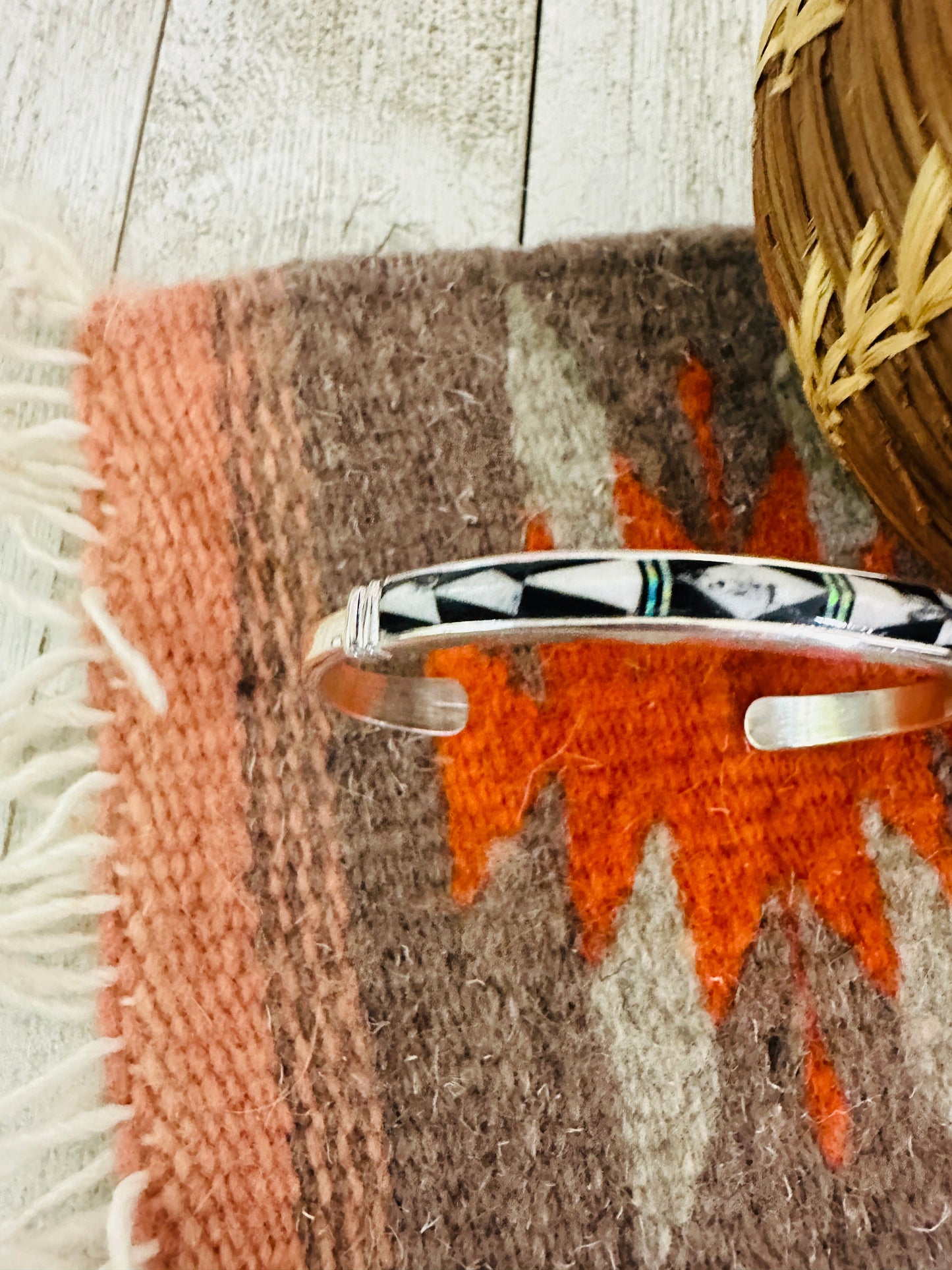 Navajo Multi Stone & Sterling Silver Inlay Cuff Bracelet