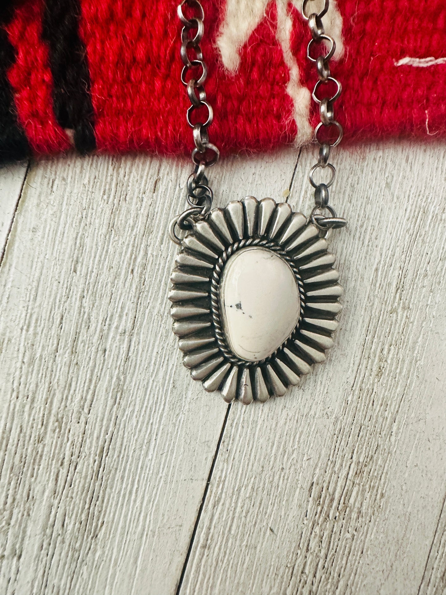 Navajo Sterling Silver & White Buffalo Necklace