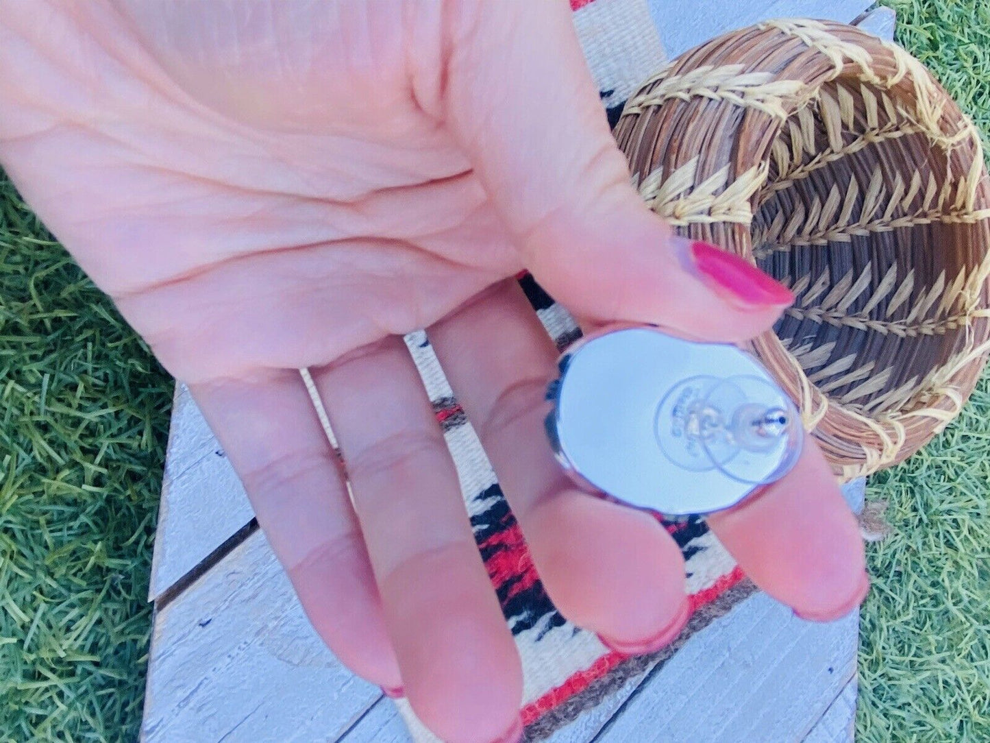 Navajo White Buffalo And Sterling Silver Post Earrings Signed