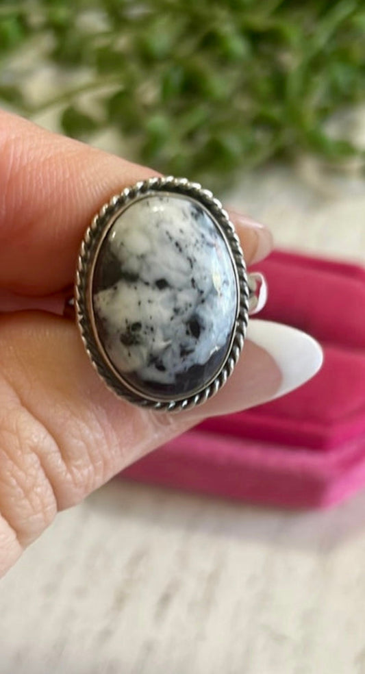 Navajo Sterling Silver & White Buffalo Ring