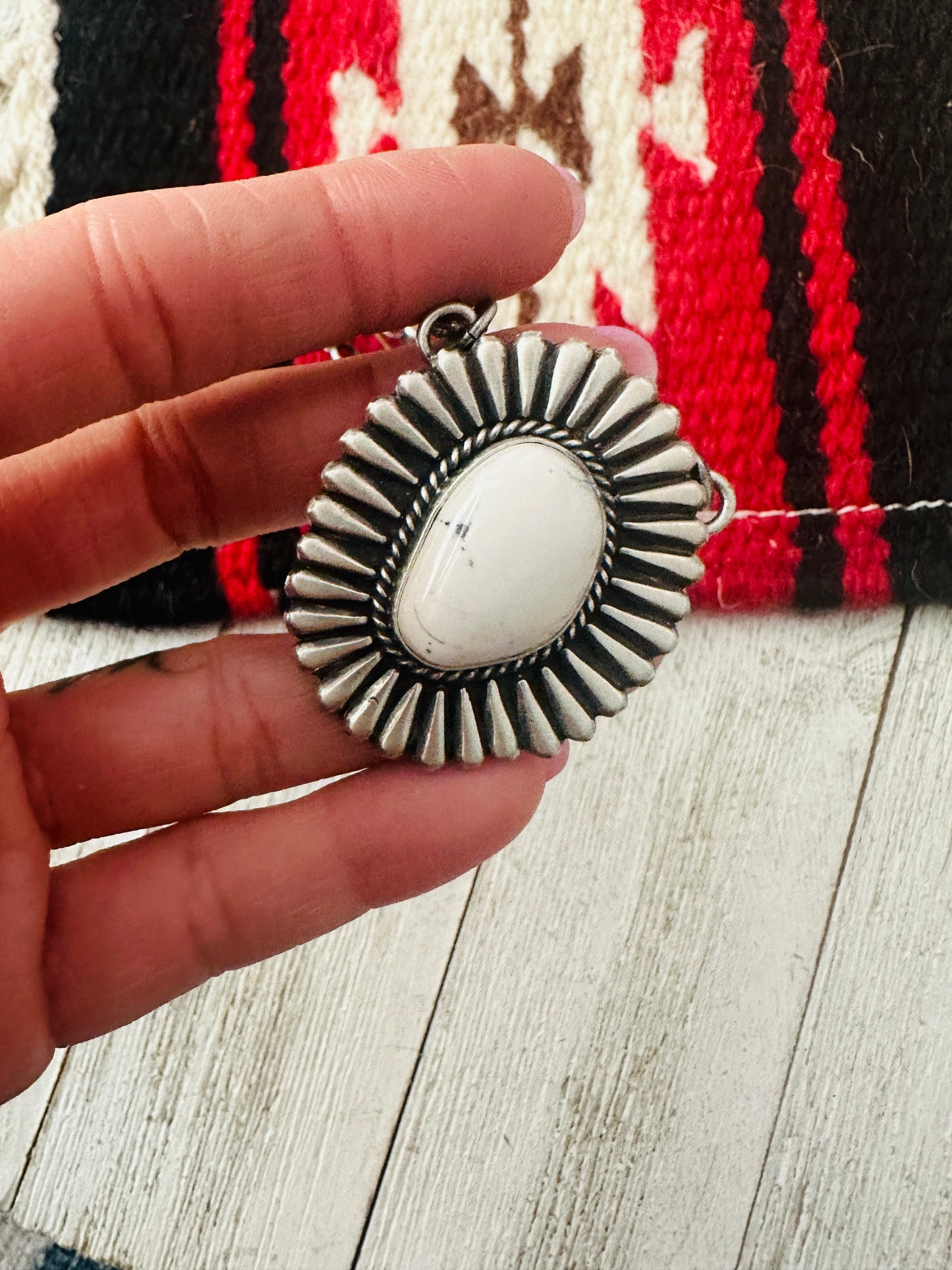 Navajo Sterling Silver & White Buffalo Necklace