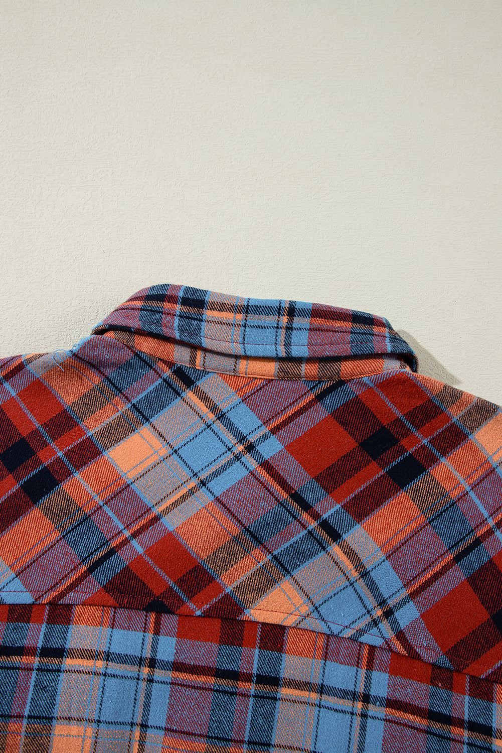 Red Plaid Print Drop Sleeve Loose Shirt