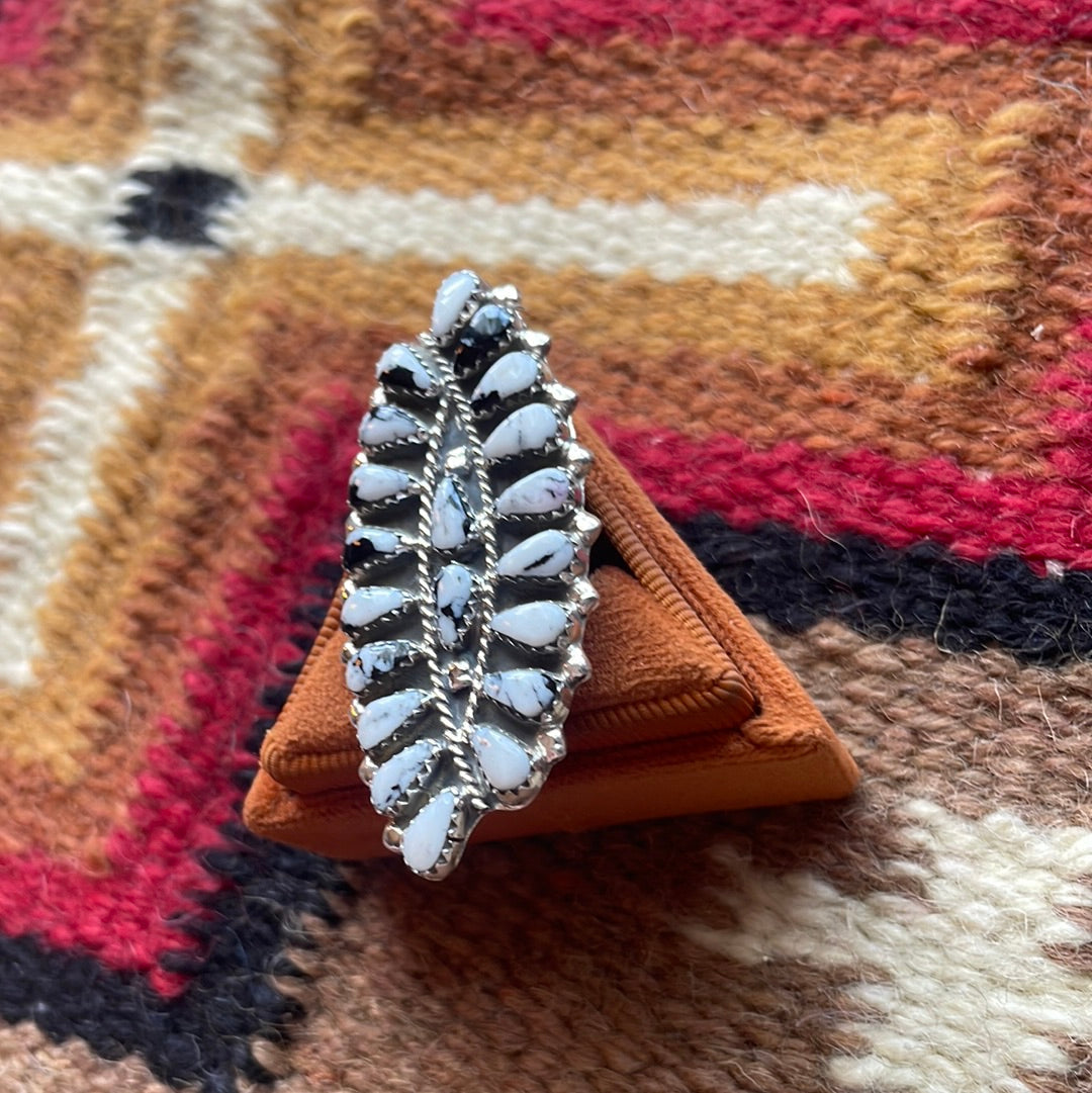 Navajo Sterling Silver & White Buffalo Cluster Ring